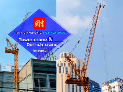 Luffing tower crane for rent Chonburi - ทาวเวอร์เครนและเดอริคเครน ชลบุรี